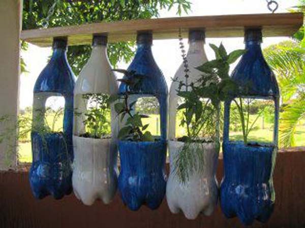 reciclado de botellas de plastico - jarrones y macetas 10